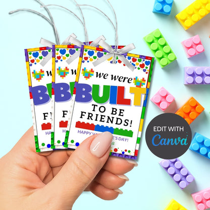 Printable Built To Be Friends | We Were Built To Be Friends Valentine | Brick Valentine | Gift For Him Her | Friendship Tag