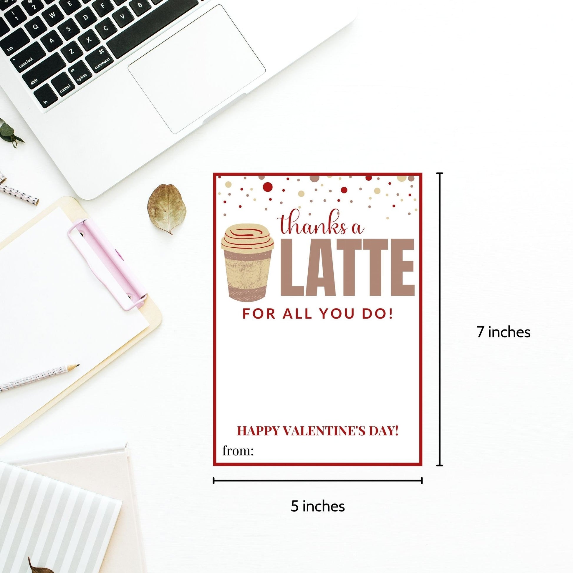 Thanks a Latte Valentine Gift Card Holder Boy Guy Him | Coffee Gift Card Teacher Nurse PTA PTO Coworker Colleague Friend Gift Card