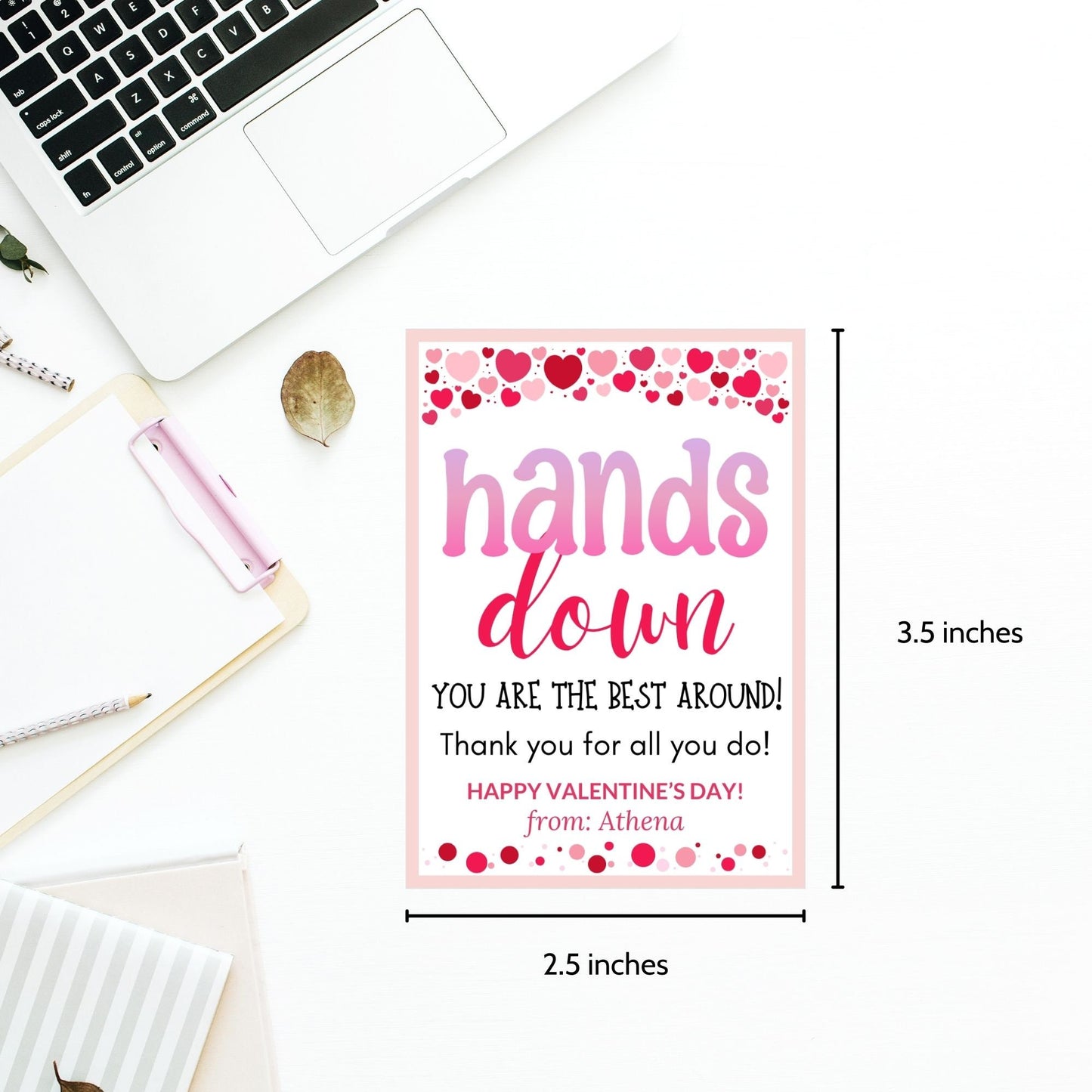 Printable Editable Teachers Valentines Day Gift Tag Hands Down You Are The Best Gift Tag Hand Lotion Teachers Appreciation Tag