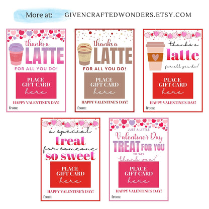 Valentine Sweet Treat Someone Sweet Gift Card Holder | Thanks a Latte | Teacher Nurse PTA PTO Coworker | Bundle Gift Card Holder