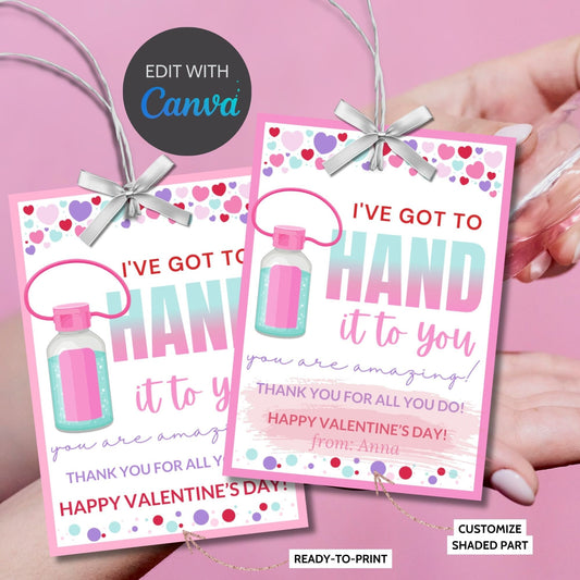 Printable Editable Teachers Valentines Day Gift Tag Hand It To You Are The Best Gift Tag Hand Sanitizer Teachers Appreciation Tag