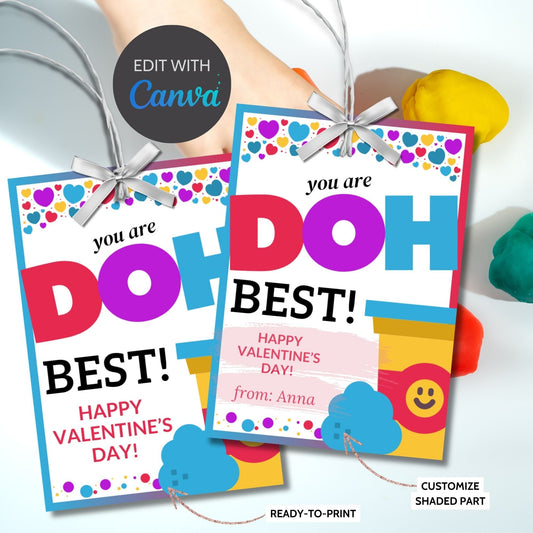 Printable Editable Play-Doh Valentines Tag | Instant Download | From Girl Boy | Class Valentines Party | Printable Valentine Cards For Kids