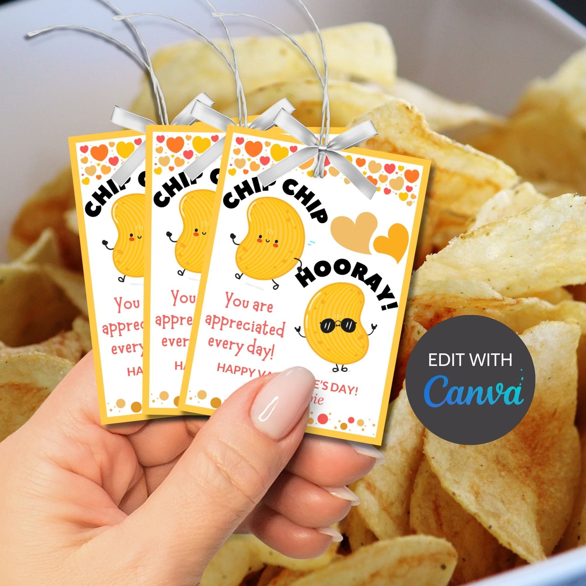 Valentines Tag for Chips | Chip Hooray Valentine Printable Gift Tag | Kids Preschool Valentines | Instant Download | Potato Snack Chip Label