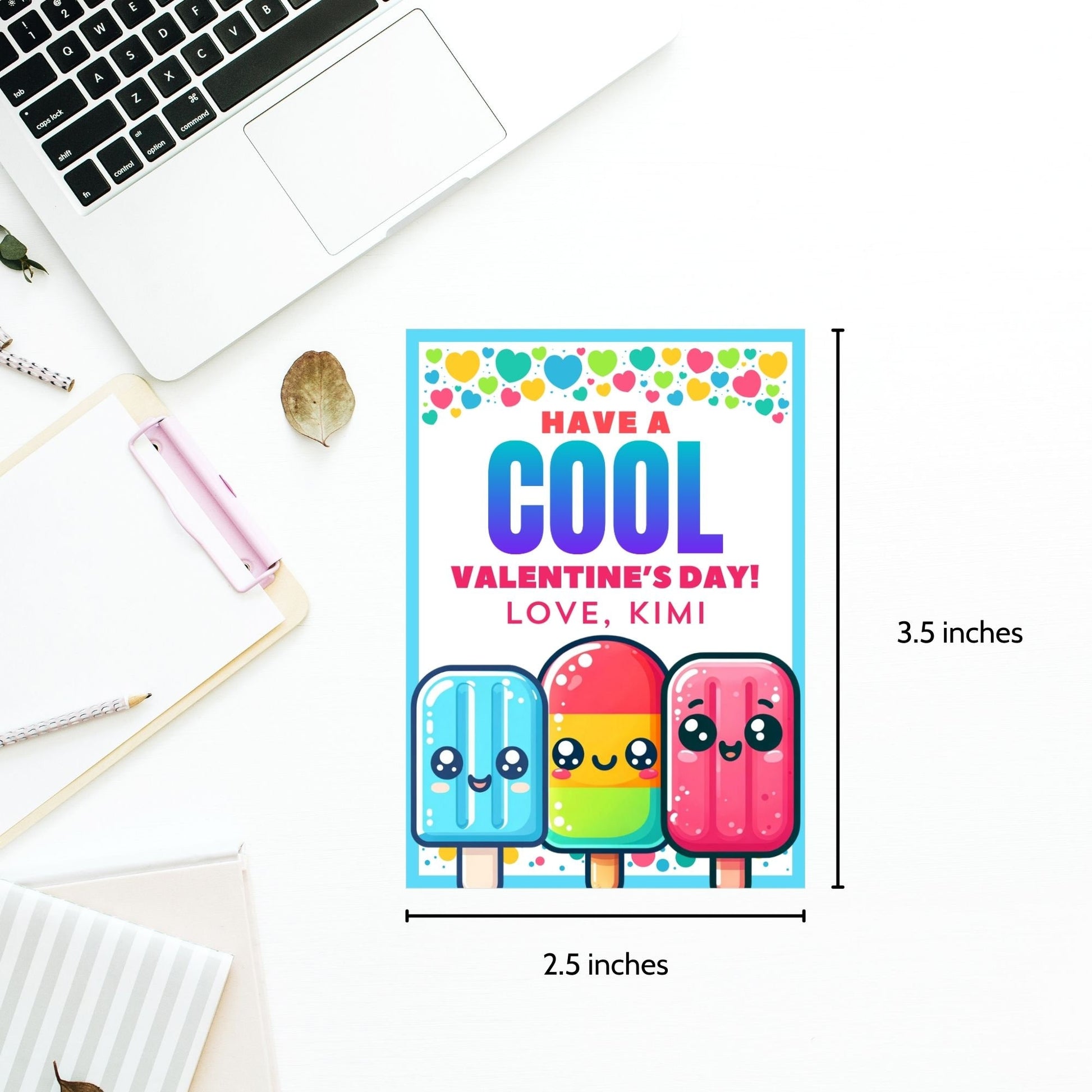 Freeze Popsicle Ice Cream Printable Valentines Tag Kids Boys Valentine for School Cards Gifts Classroom Valentines Cards Treat Tags