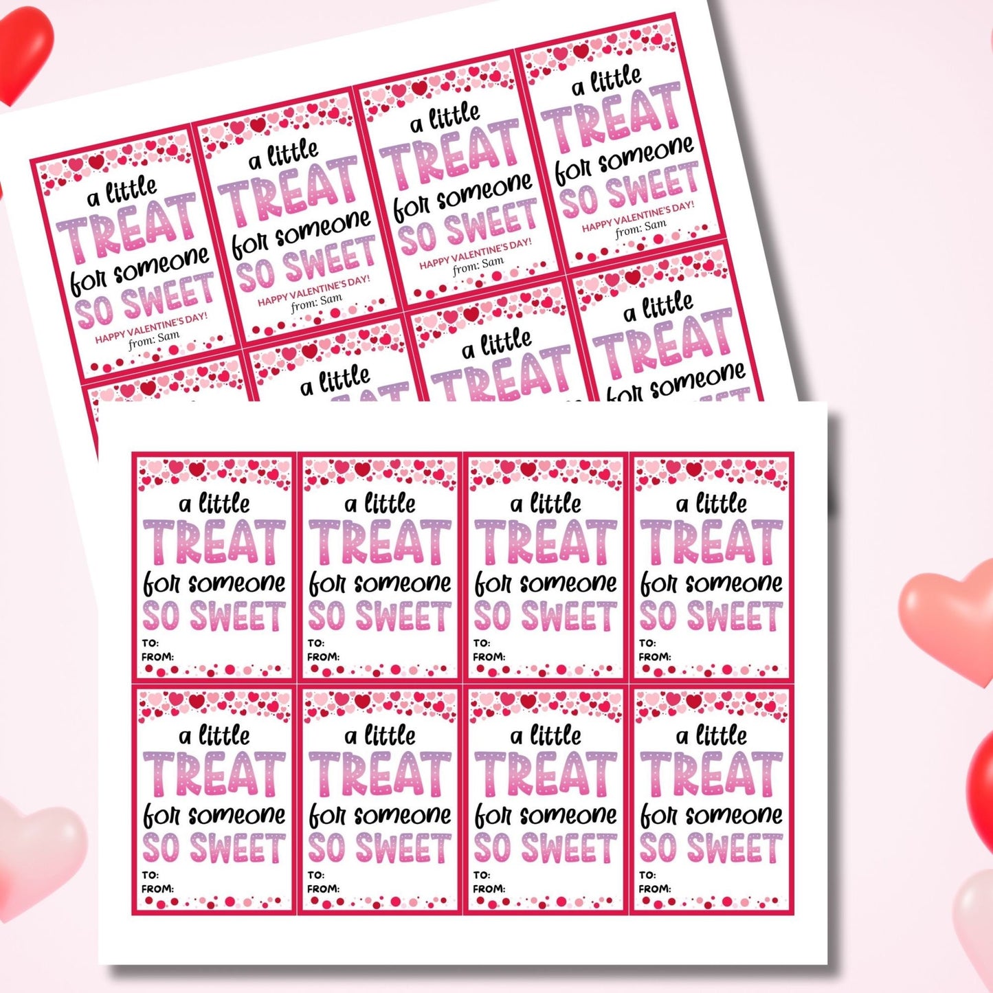 Sweet Treat Valentines Day Cookie Printable Gift Tag | Valentine Label | Teacher Classroom Kid School Business Editable Treat Bag Favor