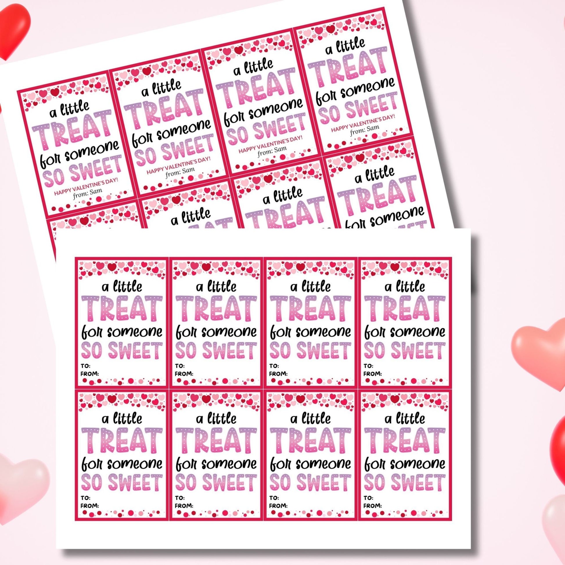 Sweet Treat Valentines Day Cookie Printable Gift Tag | Valentine Label | Teacher Classroom Kid School Business Editable Treat Bag Favor