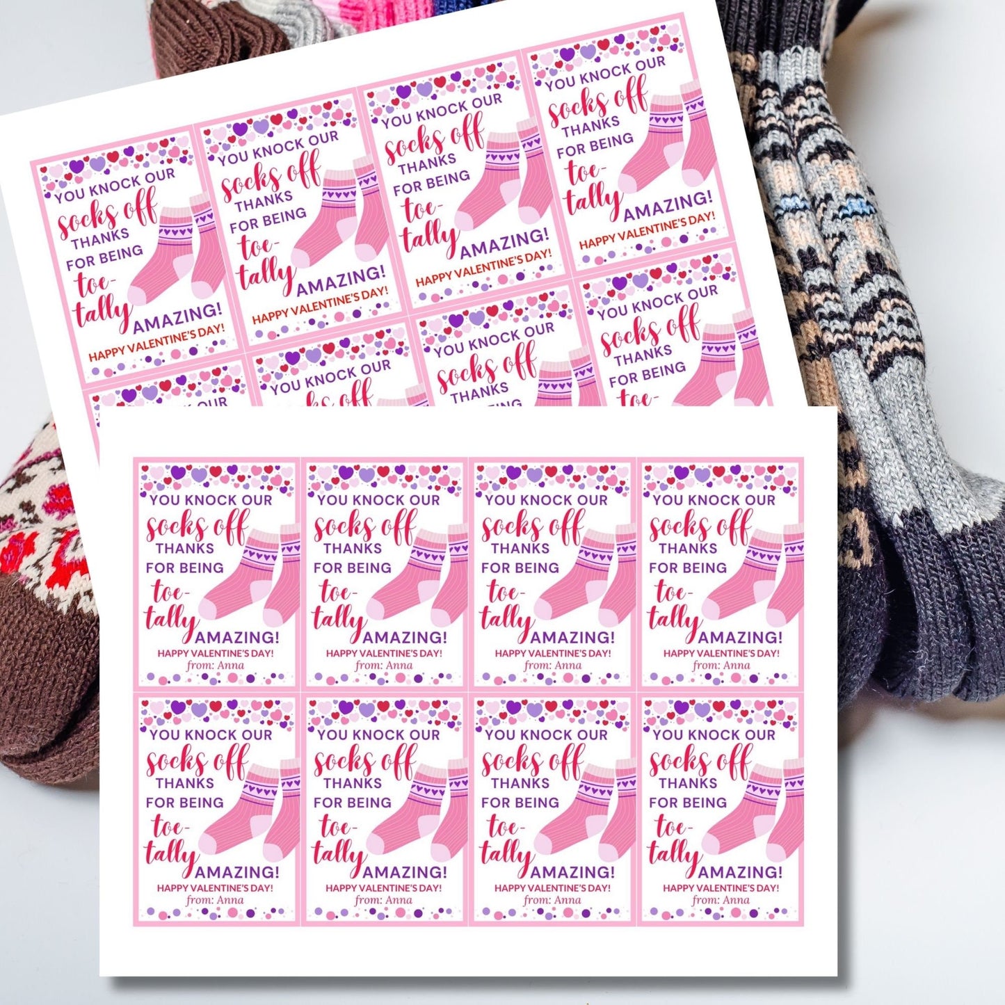 Printable Socks Tag | Valentines Day | Instant Download | VDay Party Diy Printable Tags | Friend Classmate Coworker | Valentines Gift Tags