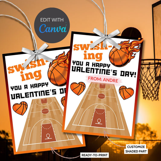 Basketball Valentines Printable Boy | Classroom Valentine | Sports Valentine Day Tag | Instant Download | Slam Dunk | Kids Valentine Cards