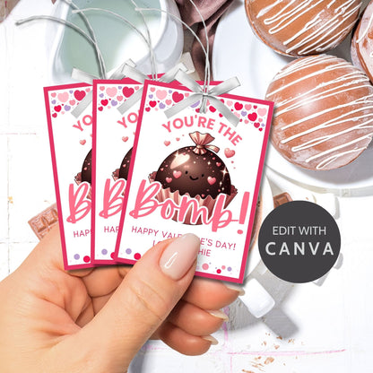 Hot Chocolate Bomb Editable Printable Tags | Youre the Bomb Tag | Hot Cocoa Stickers | Hot Cocoa Sticker | Friend Coworker Classmate Neighbor