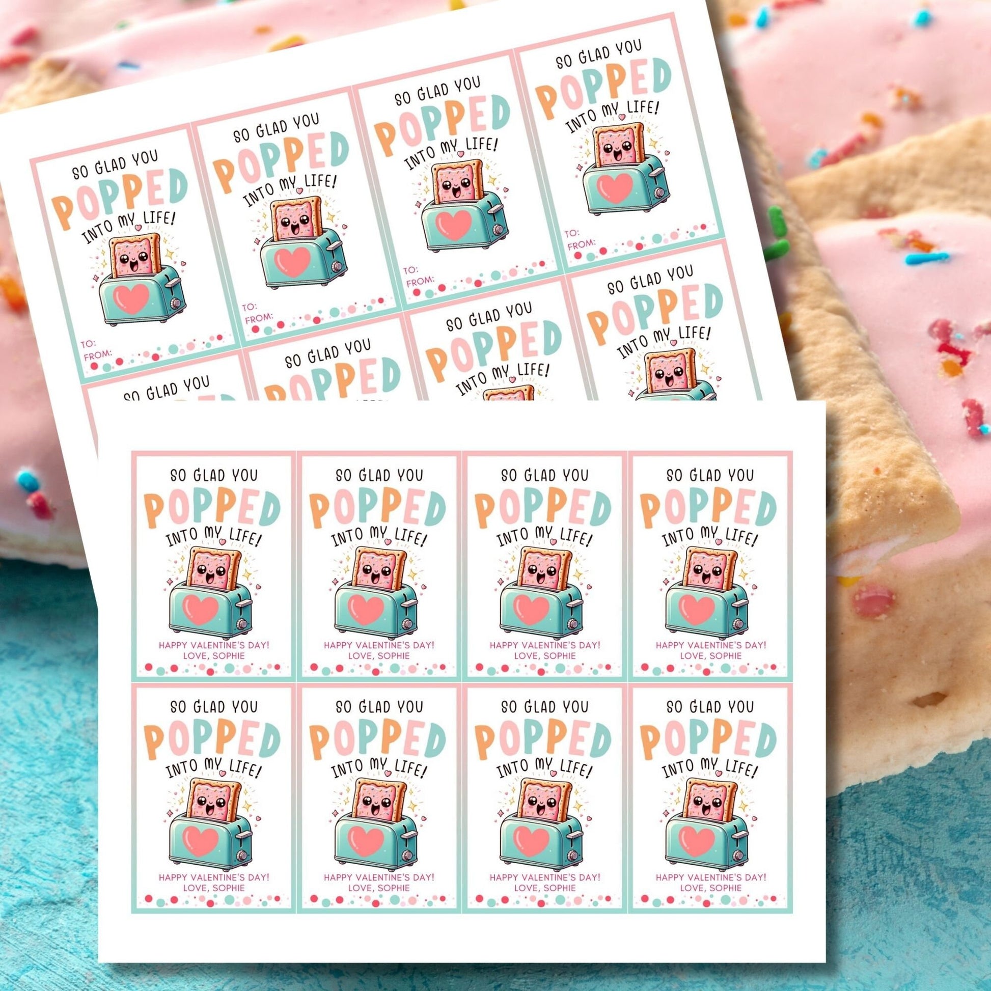 Pop Pastry Valentine Printable Editable Tag | Valentine Toaster Tart Label | Valentine Toaster Pastry Sticker | DIY Class Valentine