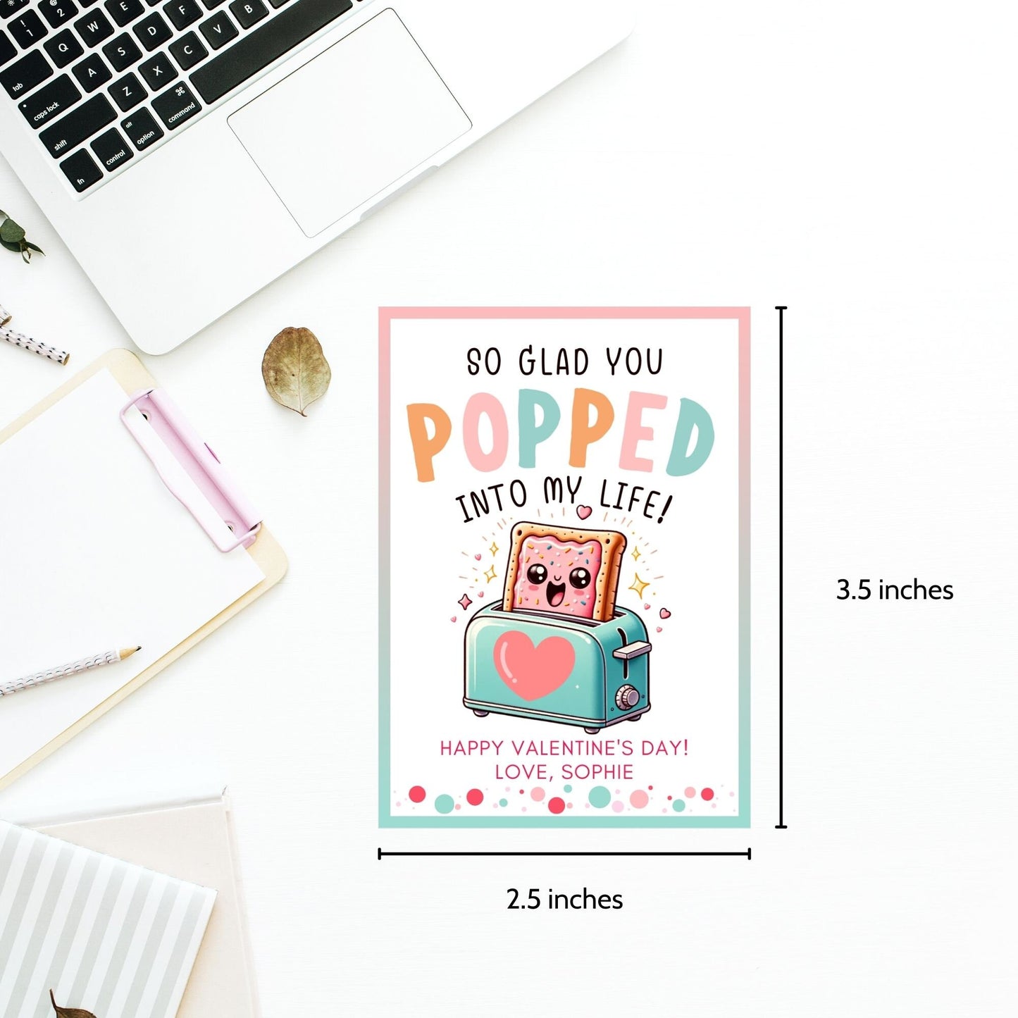 Pop Pastry Valentine Printable Editable Tag | Valentine Toaster Tart Label | Valentine Toaster Pastry Sticker | DIY Class Valentine