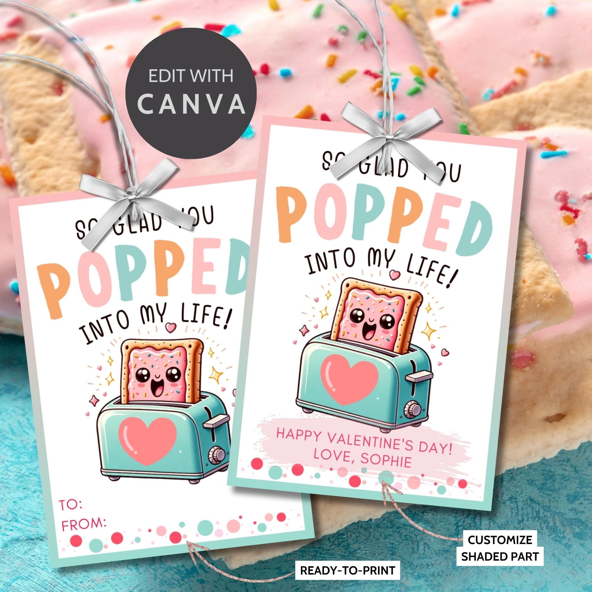 Pop Pastry Valentine Printable Editable Tag | Valentine Toaster Tart ...