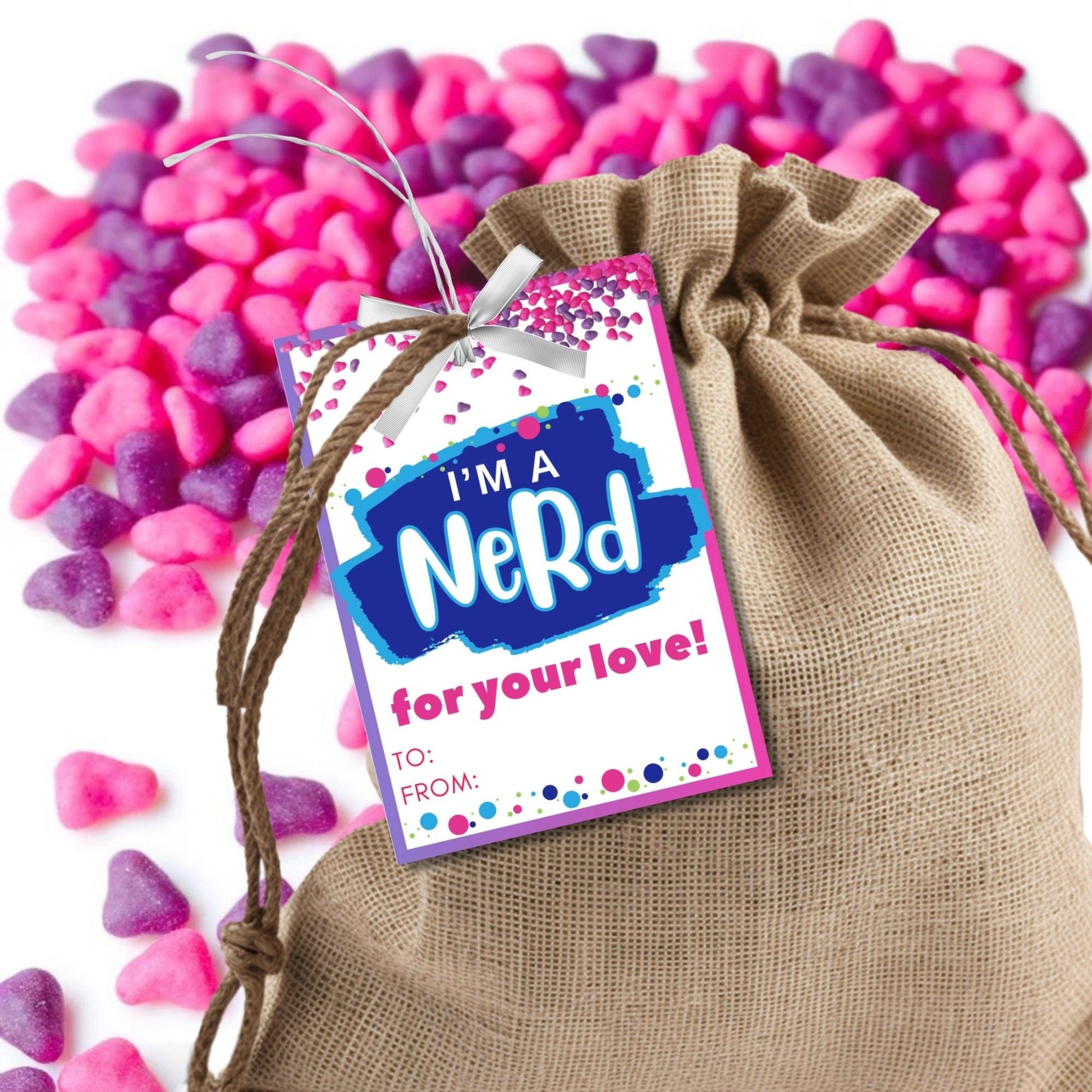 Nerds Candy Printable Editable Valentine Tag | Class Friend Valentine | Nerd For Your Love | Geek Chick Candy | Nerdy Valentine | Candy Love