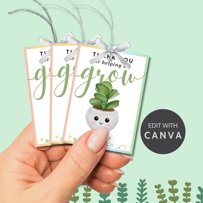 Succulent Plant Teacher Appreciation Tag | Teacher Gift Tag | Gift For Teachers | Teachers Plant Seeds | Teacher Printable | Succulent Tag