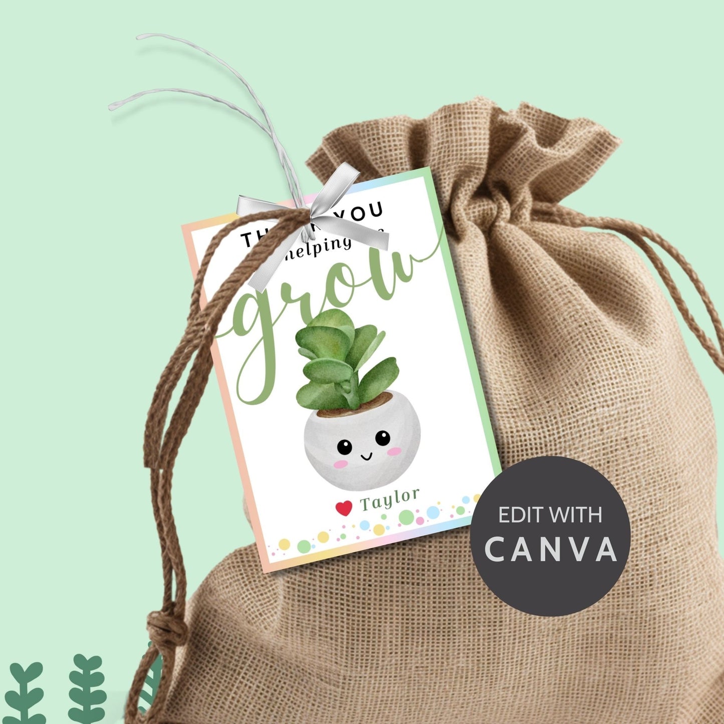 Succulent Plant Teacher Appreciation Tag | Teacher Gift Tag | Gift For Teachers | Teachers Plant Seeds | Teacher Printable | Succulent Tag