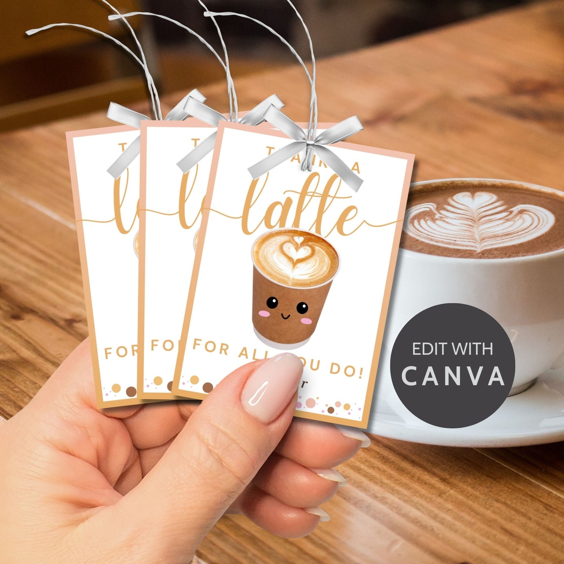 Coffee Teacher Appreciation Gift Tag | Thanks a Latte | Gift Card Holder | Teacher Thank You Gift | Staff Appreciation | Instant Download