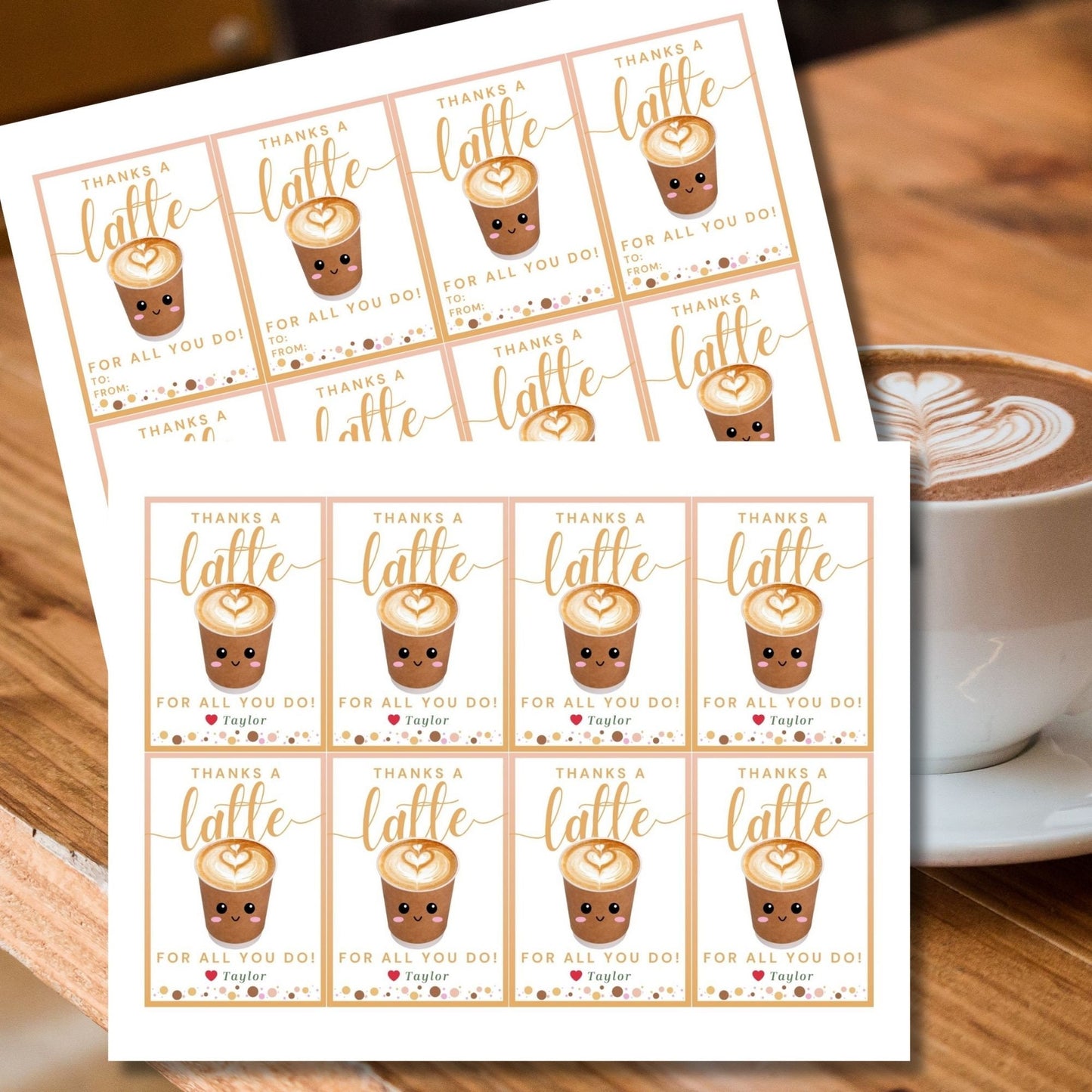 Coffee Teacher Appreciation Gift Tag | Thanks a Latte | Gift Card Holder | Teacher Thank You Gift | Staff Appreciation | Instant Download