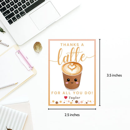 Coffee Teacher Appreciation Gift Tag | Thanks a Latte | Gift Card Holder | Teacher Thank You Gift | Staff Appreciation | Instant Download