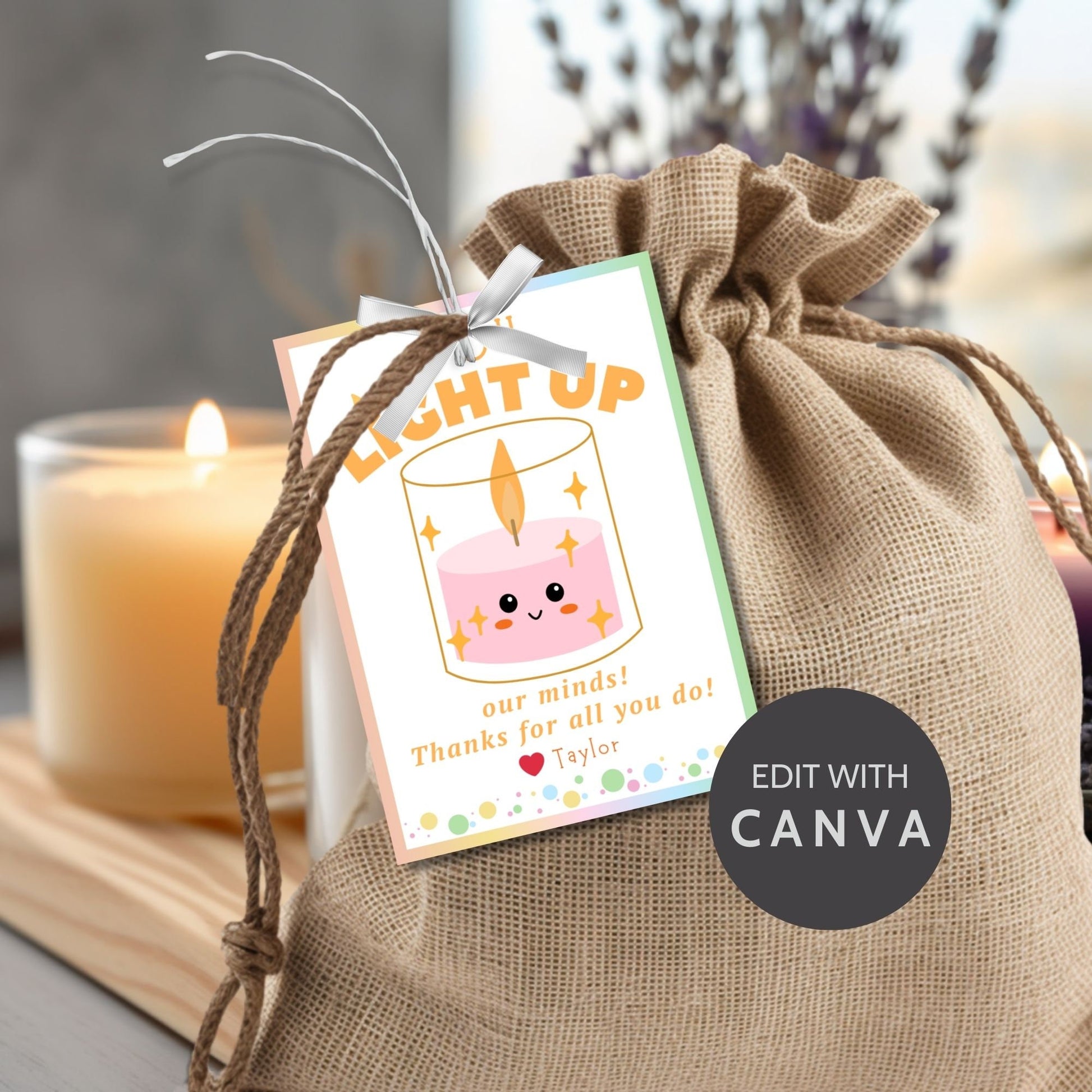 Candle Teacher Appreciation Gift Tag | You Light Up Our Minds | Staff Educator Teacher Thank You Gift | Staff Teacher Appreciation Week