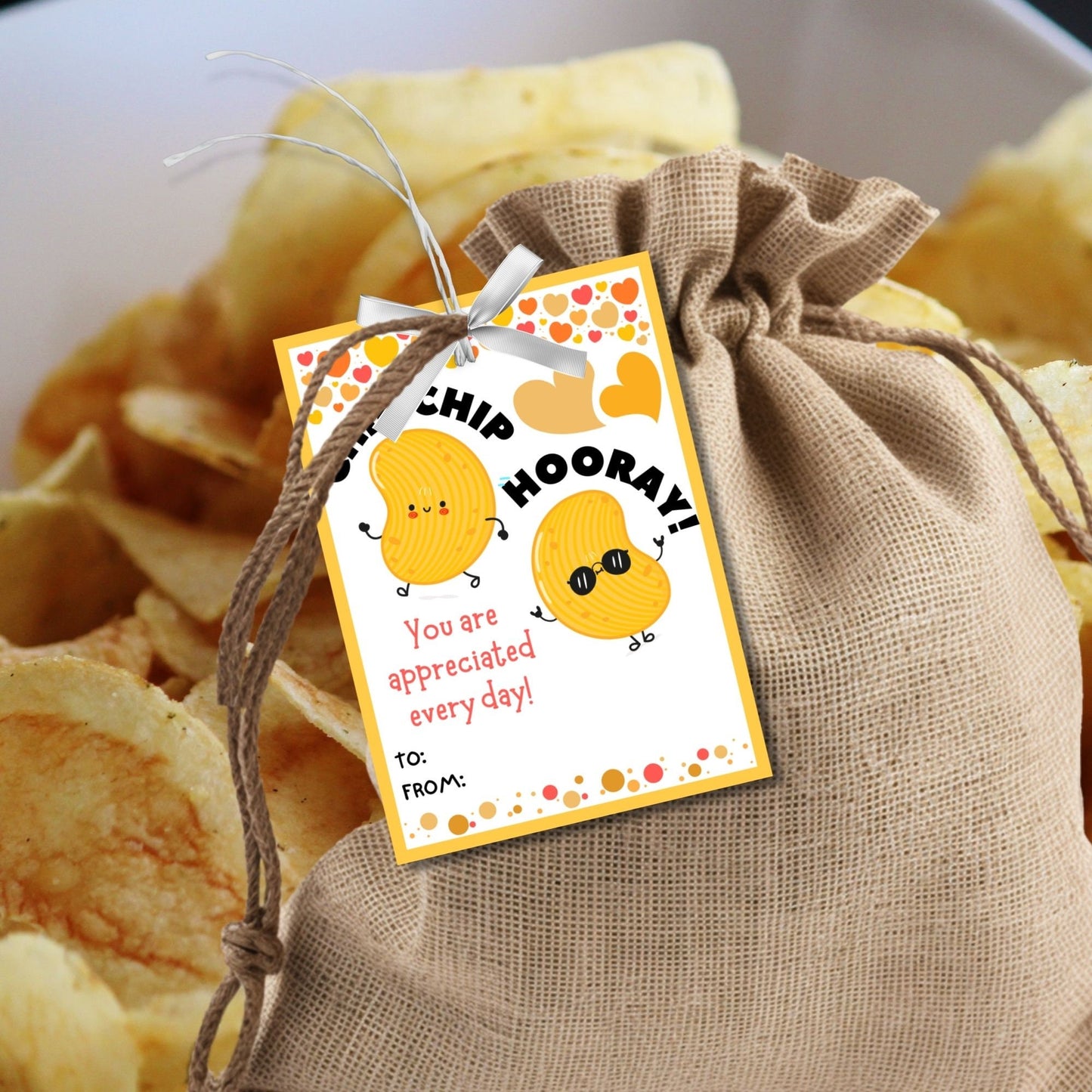 Valentines Tag for Chips | Chip Hooray Valentine Printable Gift Tag | Kids Preschool Valentines | Instant Download | Potato Snack Chip Label