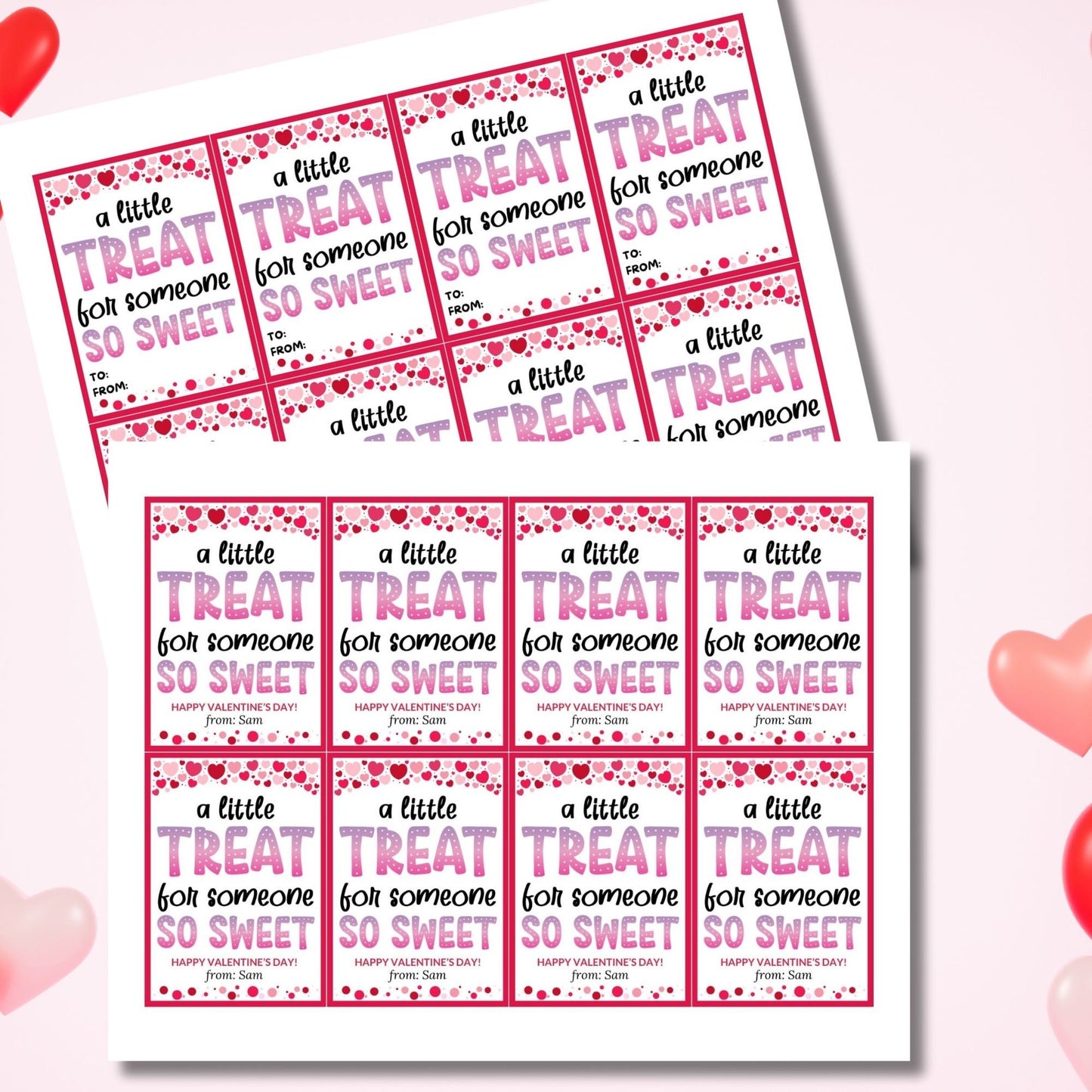 Sweet Treat Valentines Day Cookie Printable Gift Tag | Valentine Label | Teacher Classroom Kid School Business Editable Treat Bag Favor