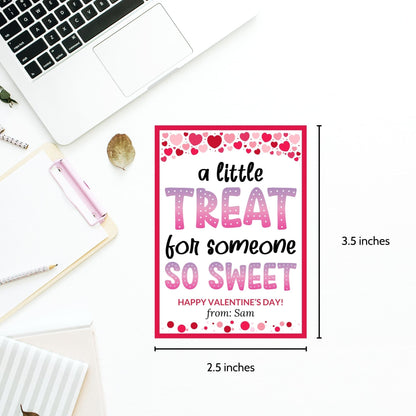 Sweet Treat Valentines Day Cookie Printable Gift Tag | Valentine Label | Teacher Classroom Kid School Business Editable Treat Bag Favor