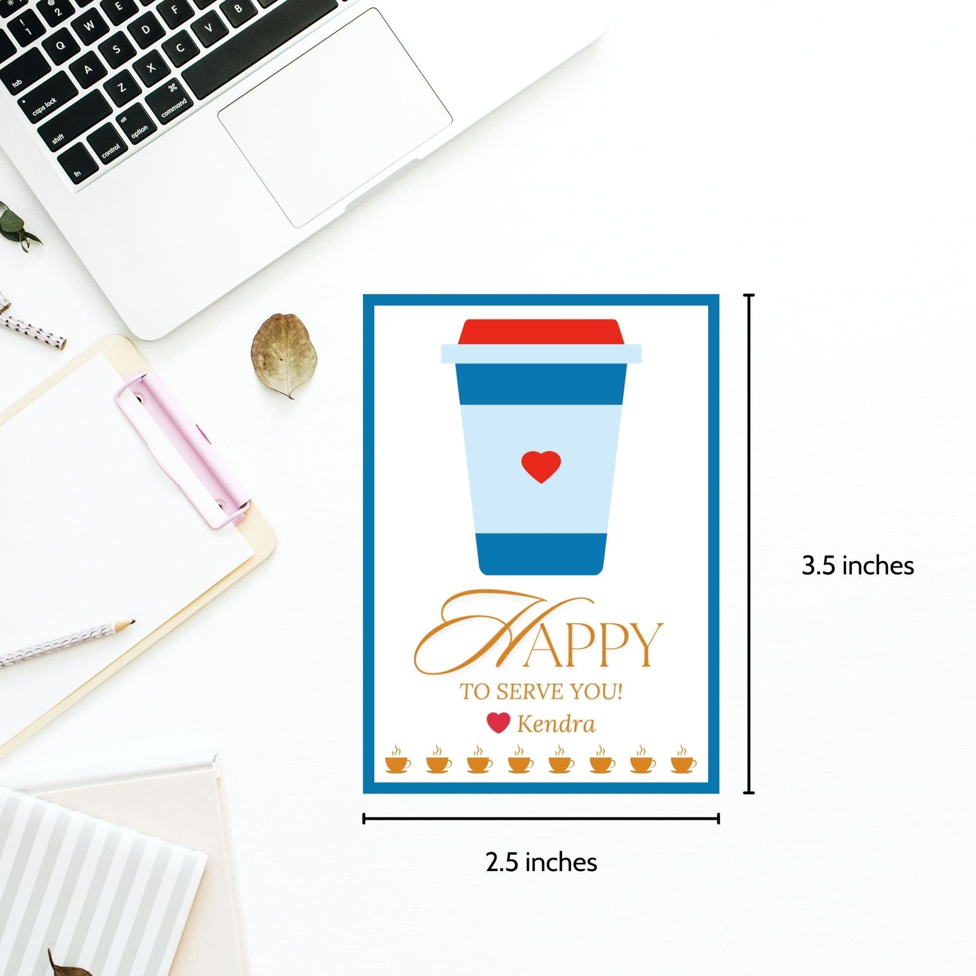 Appreciation Coffee Break Gift Tag | Happy to Serve You | Employee Client Customer Friend Coworker Thank You | Staff Office Team Recognition