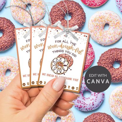 Employee Appreciation Donut Gift Tag | Wondoughful | Knead to Say | Coworker Staff Teacher Office Team Mom Thank You Recognition