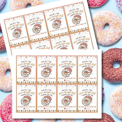 Employee Appreciation Donut Gift Tag | Wondoughful | Knead to Say | Coworker Staff Teacher Office Team Mom Thank You Recognition