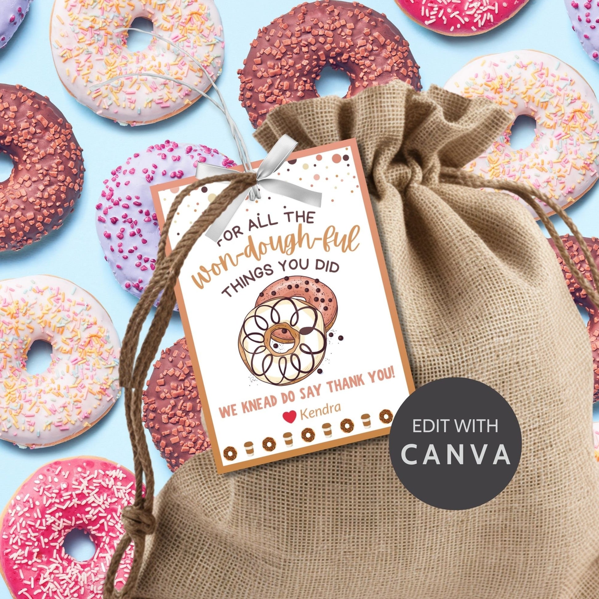 Employee Appreciation Donut Gift Tag | Wondoughful | Knead to Say | Coworker Staff Teacher Office Team Mom Thank You Recognition