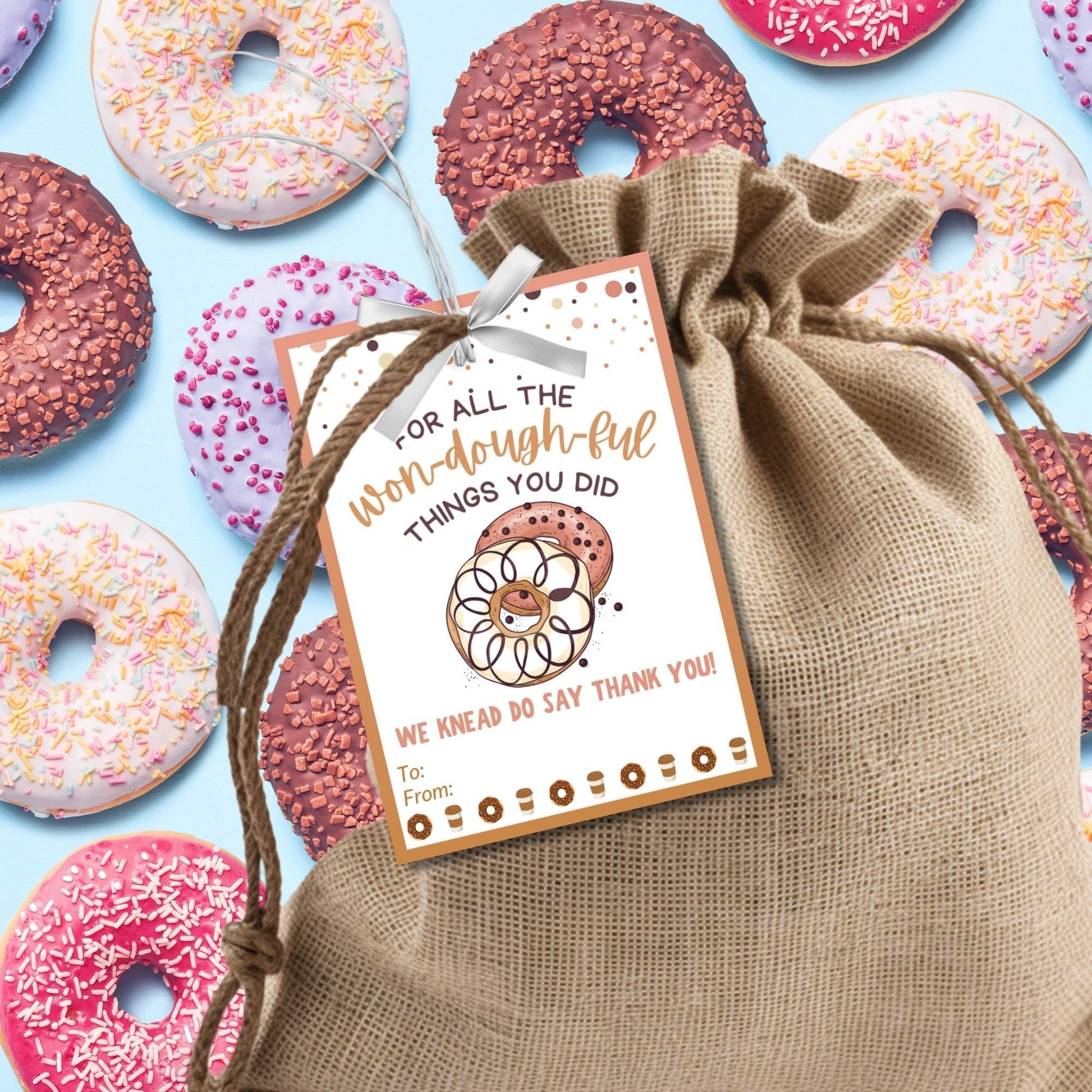 Employee Appreciation Donut Gift Tag | Wondoughful | Knead to Say | Coworker Staff Teacher Office Team Mom Thank You Recognition