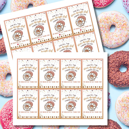 Employee Appreciation Donut Gift Tag | Wondoughful | Knead to Say | Coworker Staff Teacher Office Team Mom Thank You Recognition