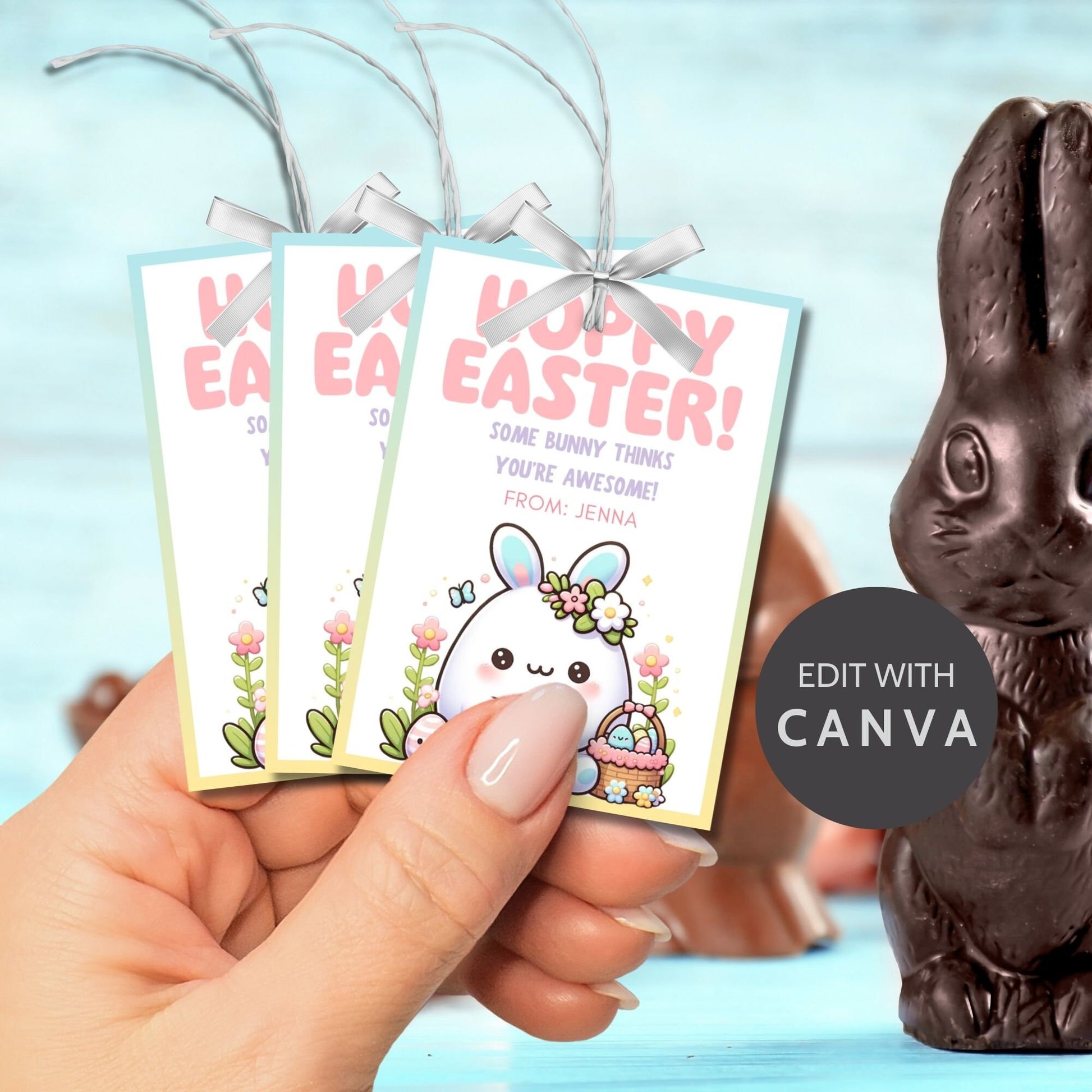 Chocolate Bunny Easter Gift Tags | Easter Bunny Tag | Happy Easter Favor Tags | Easter Basket | Easter Egg | Kids Class Friend Coworker