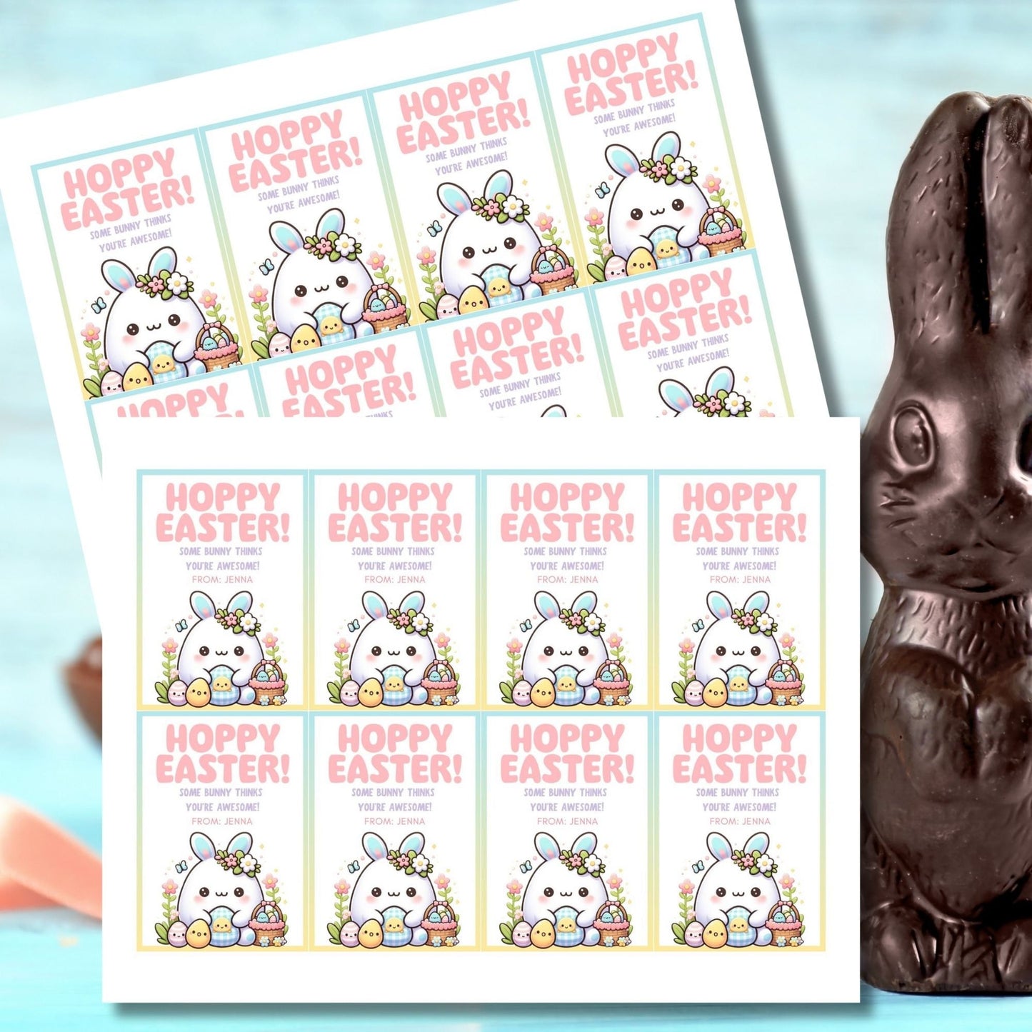 Chocolate Bunny Easter Gift Tags | Easter Bunny Tag | Happy Easter Favor Tags | Easter Basket | Easter Egg | Kids Class Friend Coworker