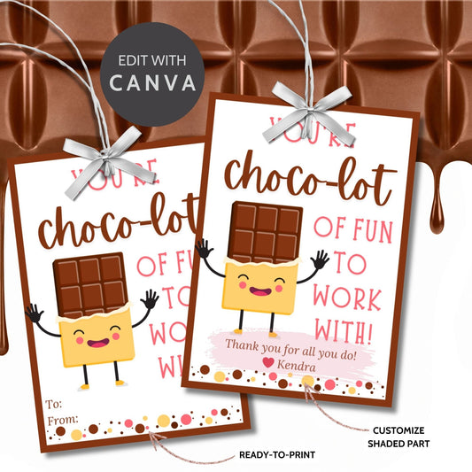 Chocolate Candy Bar Employee Appreciation Tag | Employee Teacher Bus Driver Friend Coworker Staff Office Lender Broker Realtor Thank You