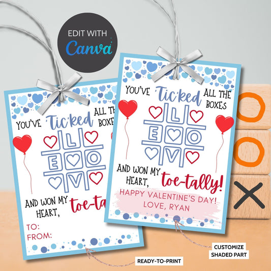 Tic Tac Toe Boy Valentine Gift Tag | Tic Tac Toe Boy Valentines Day | Tic Tac Toe Printable Tag | School Valentines | Tic Tac Toe Valentine