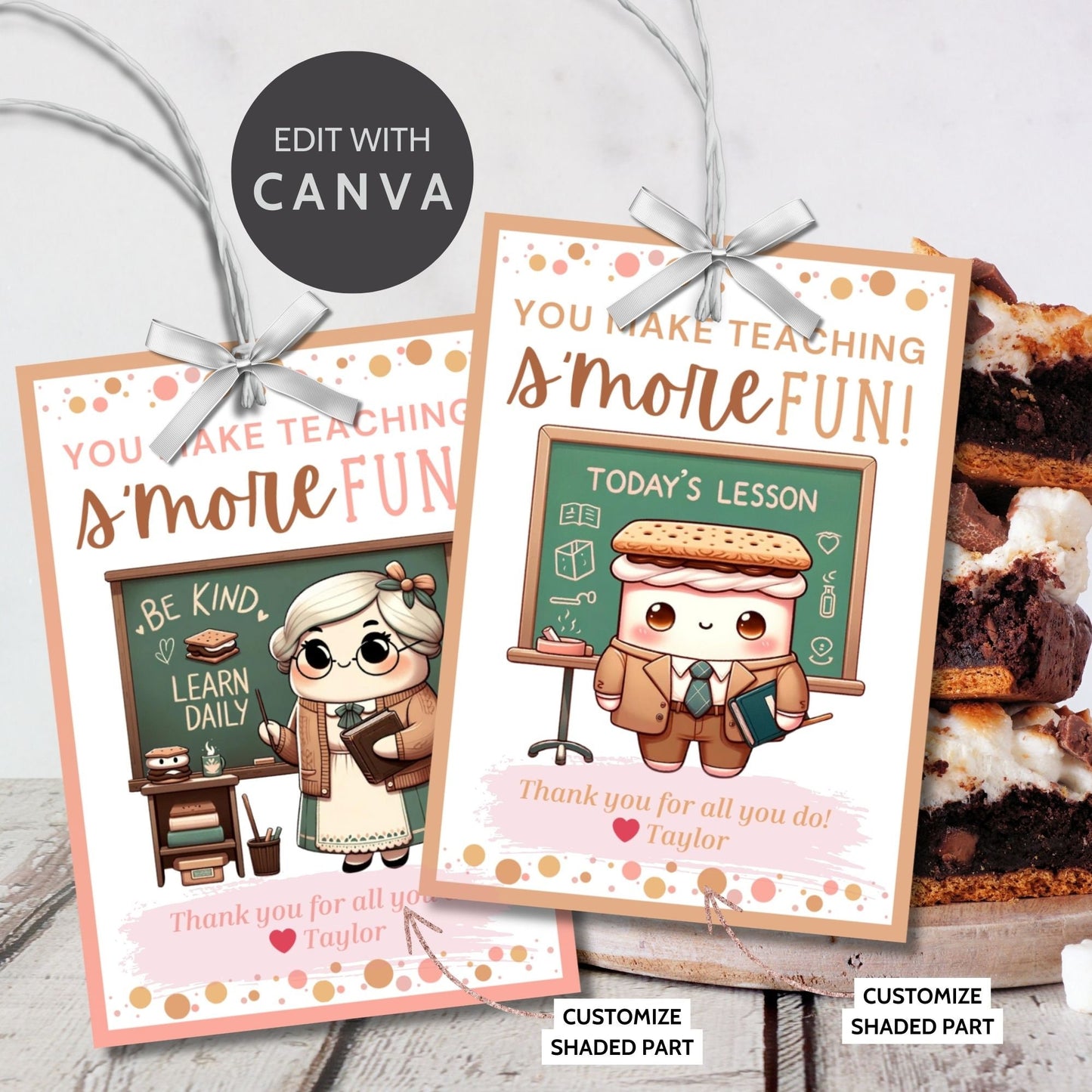 Smores Teacher Appreciation Gift Tag | Smore Fun| Staff Educator Teacher Coach Advisor Leader Mentor Thank You | Teacher Appreciation Week