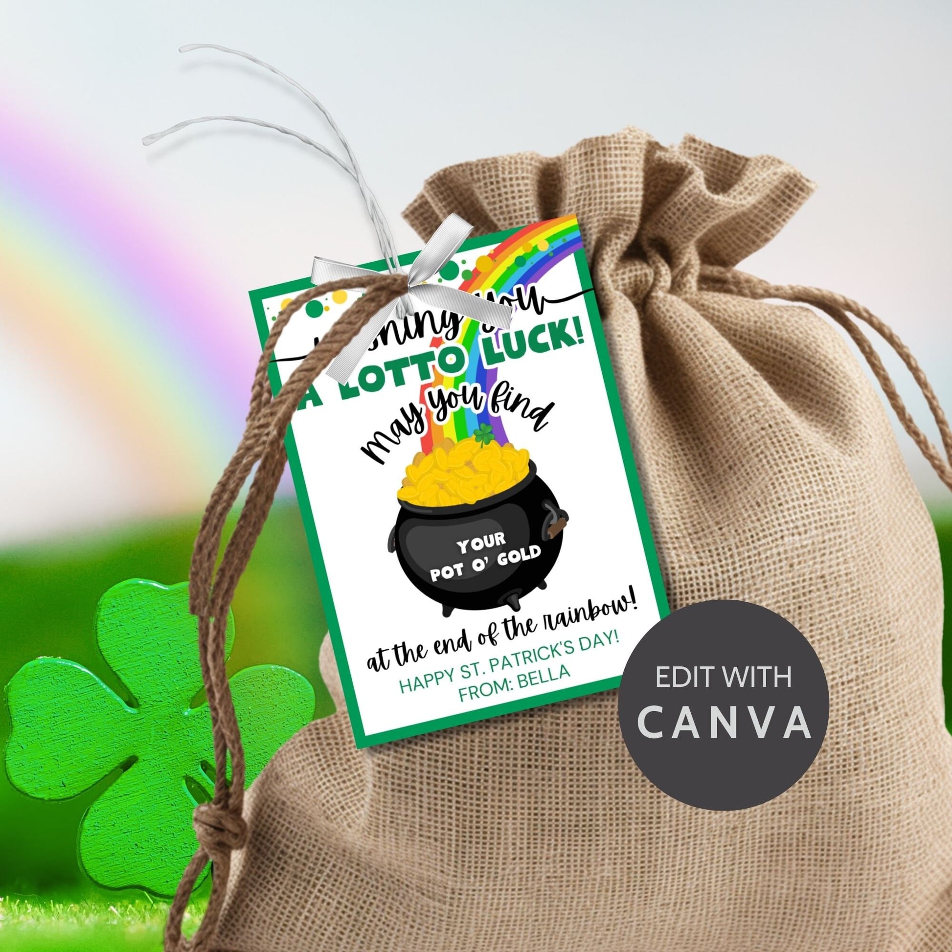 Lotto Luck St Patricks Day Gift Tag | St Paddys Day | Lucky Charm | Pot of Gold | Staff Coworker Friend Client Customer Lender Teacher