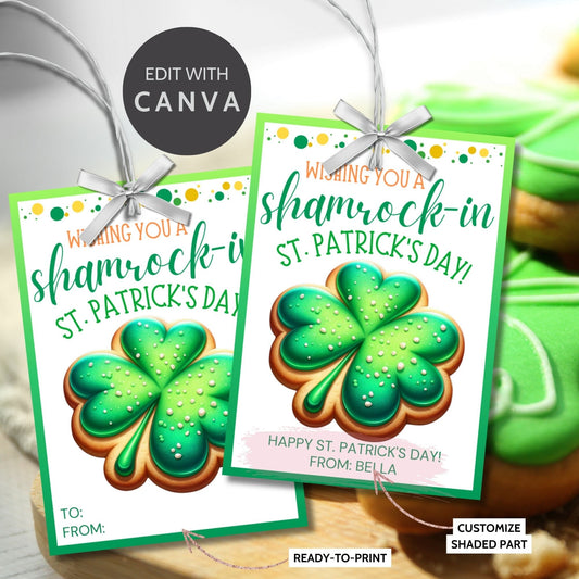 Shamrock Cookies St Patricks Day Gift Tag | St Paddys Day | Shamrockin Day | Classmate Staff Coworker Friend Client Customer Lender Teacher