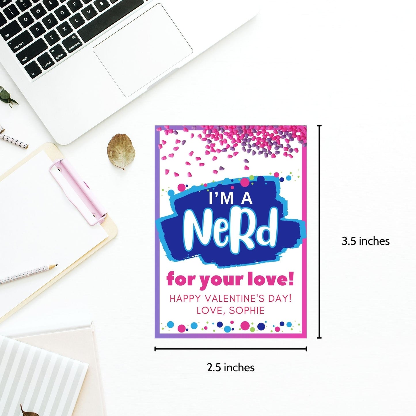 Nerds Candy Printable Editable Valentine Tag | Class Friend Valentine | Nerd For Your Love | Geek Chick Candy | Nerdy Valentine | Candy Love