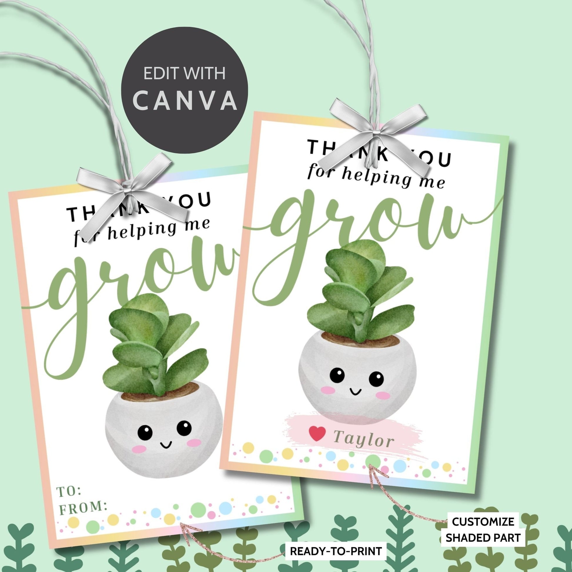 Succulent Plant Teacher Appreciation Tag | Teacher Gift Tag | Gift For Teachers | Teachers Plant Seeds | Teacher Printable | Succulent Tag