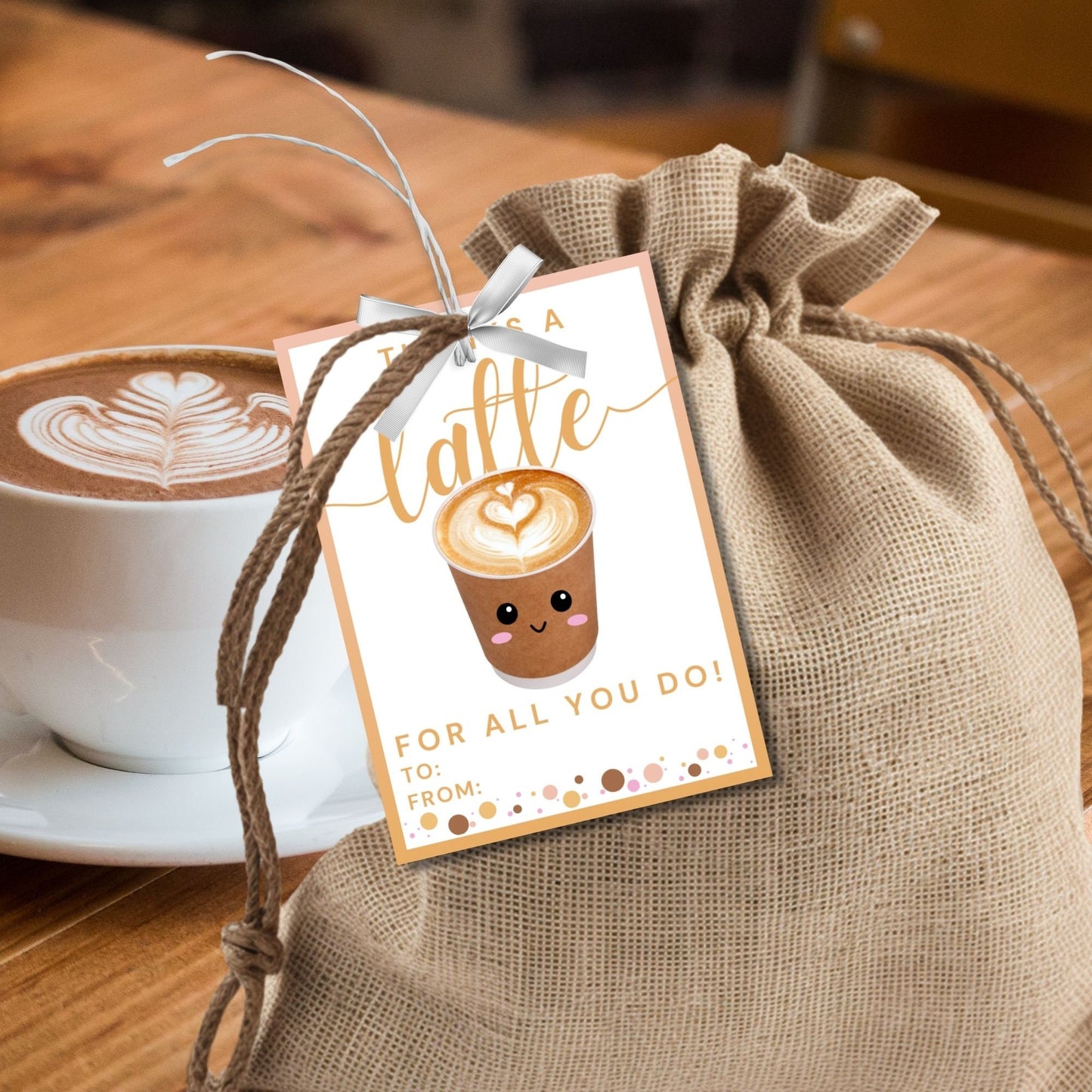 Coffee Teacher Appreciation Gift Tag | Thanks a Latte | Gift Card Holder | Teacher Thank You Gift | Staff Appreciation | Instant Download