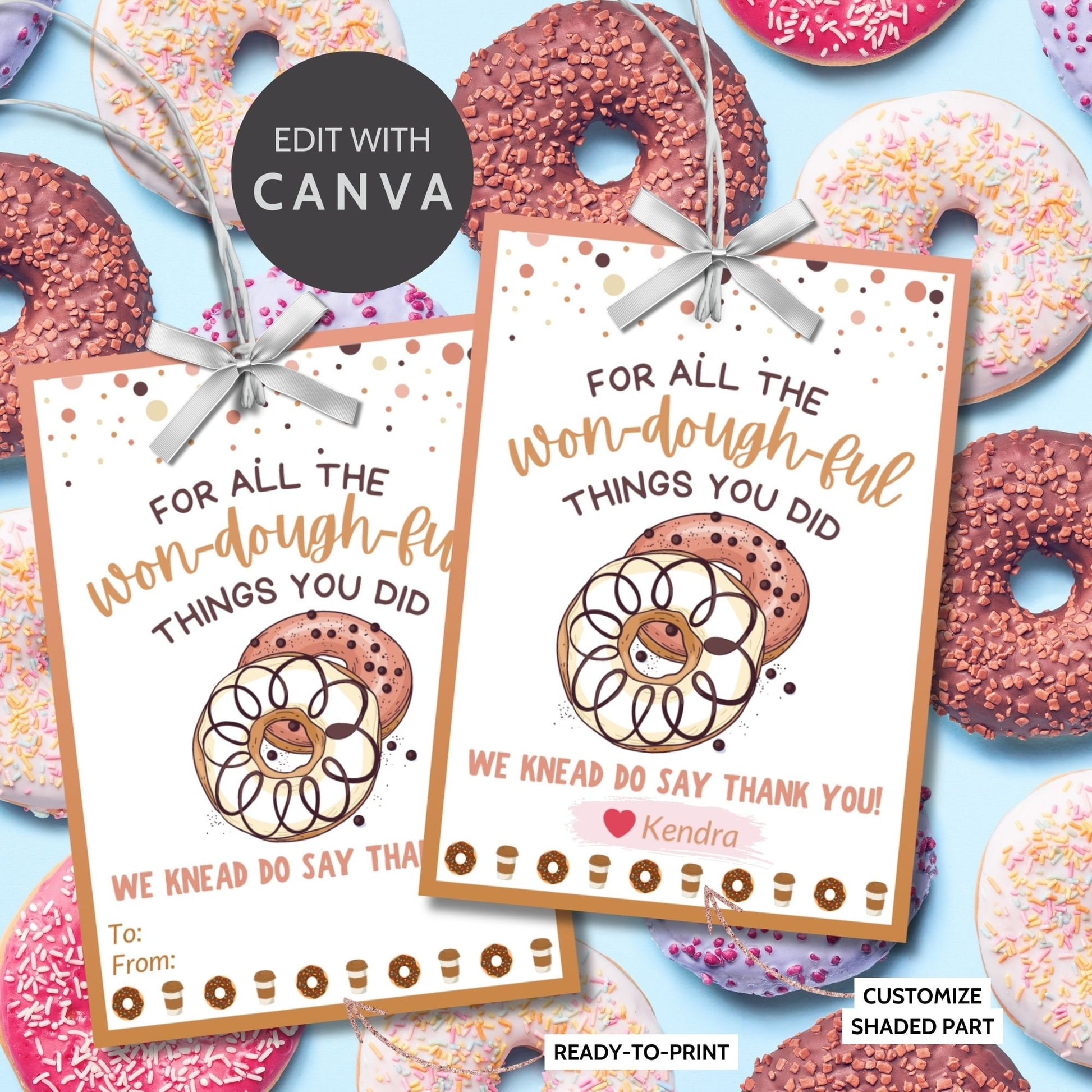 Employee Appreciation Donut Gift Tag | Wondoughful | Knead to Say | Coworker Staff Teacher Office Team Mom Thank You Recognition