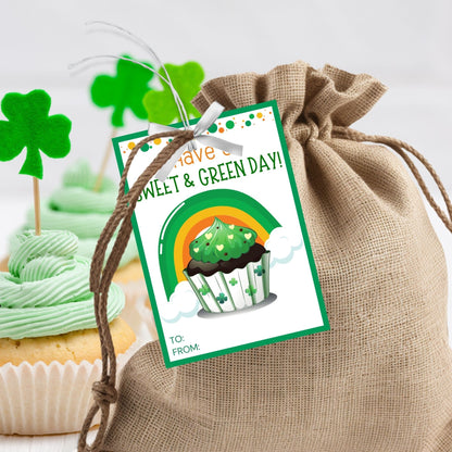 St Patricks Day Cupcake Green Baking Tag St Paddys Baked Goods Classmate Employee Staff Coworker Friend Client Customer Lender Teacher