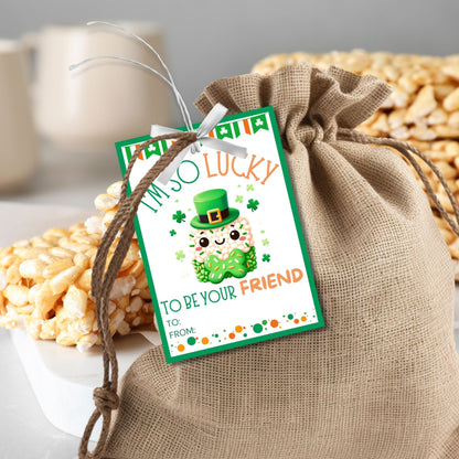 Rice Krispy Crispies Treat Printable Editable Gift Tag Girl Boy Snack Bars Classmate Classroom Employee Staff Coworker Friend Client