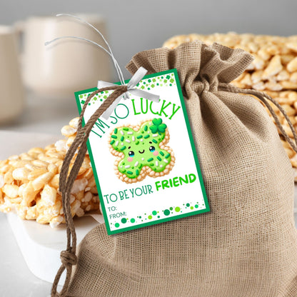 Rice Krispy Crispies Treat Printable Editable Gift Tag Girl Boy Snack Bars Classmate Classroom Employee Staff Coworker Friend Client