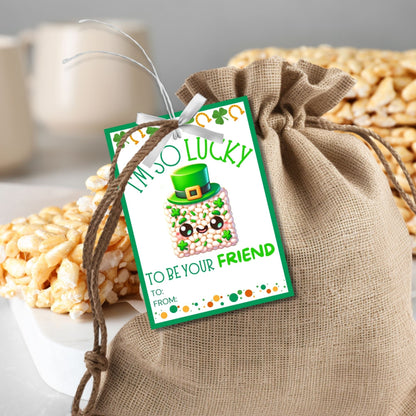 Rice Krispy Crispies Treat Printable Editable Gift Tag Girl Boy Snack Bars Classmate Classroom Employee Staff Coworker Friend Client