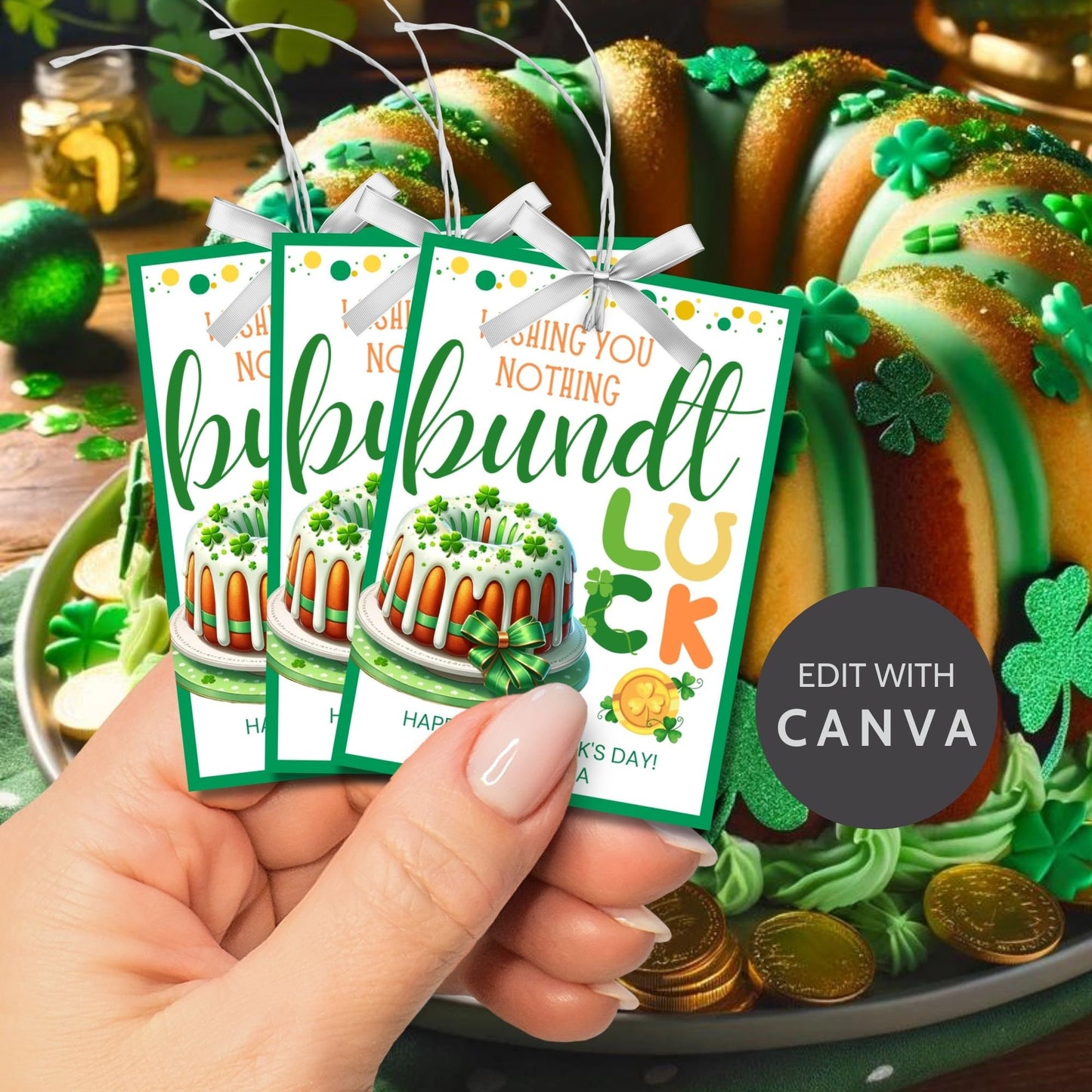 Bundt Cake St Patricks Day Gift Tag | St Paddys Day | Wishing You nothing Bundt Luck | Staff Coworker Friend Client Customer Lender Teacher