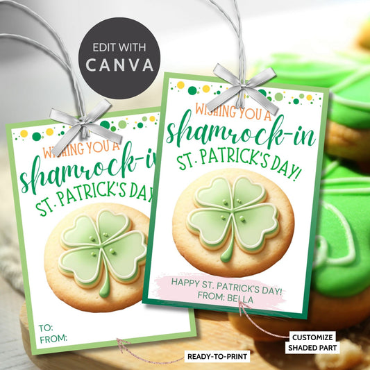 Shamrock Cookies St Patricks Day Tag | St Paddys Day | Shamrockin | Classmate Employee Staff Coworker Friend Client Customer Lender Teacher