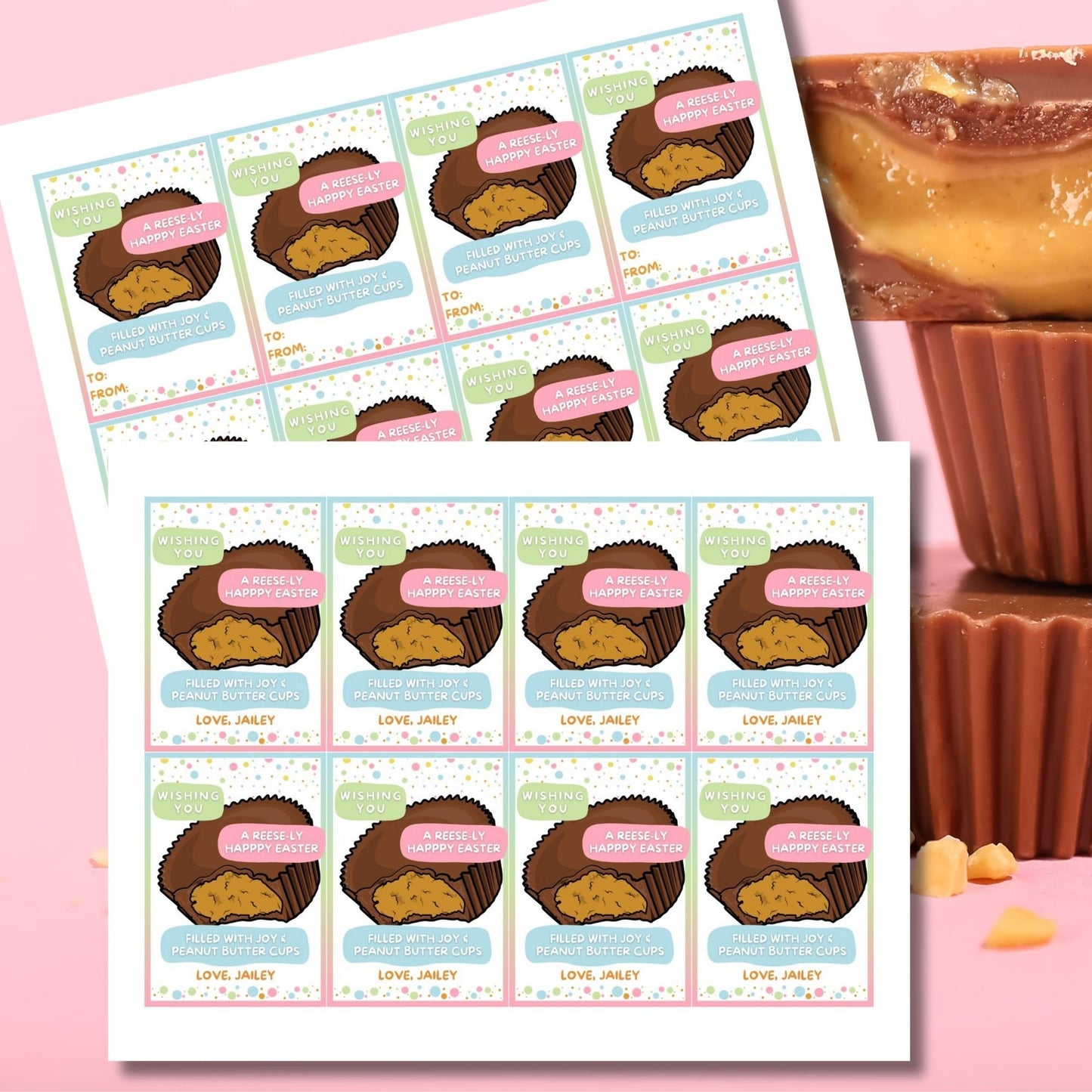 Peanut Butter Chocolate Cups Easter Printable Editable Gift Tag Chocolate Lover Teacher Friend Staff Employee Coworker Client Appreciation